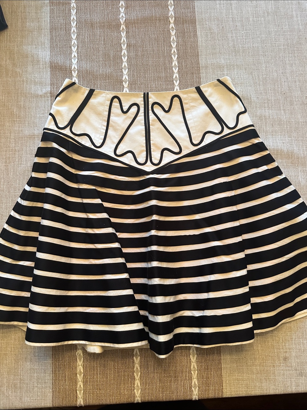 leifsdottir Black and White Striped Circle Skirt
